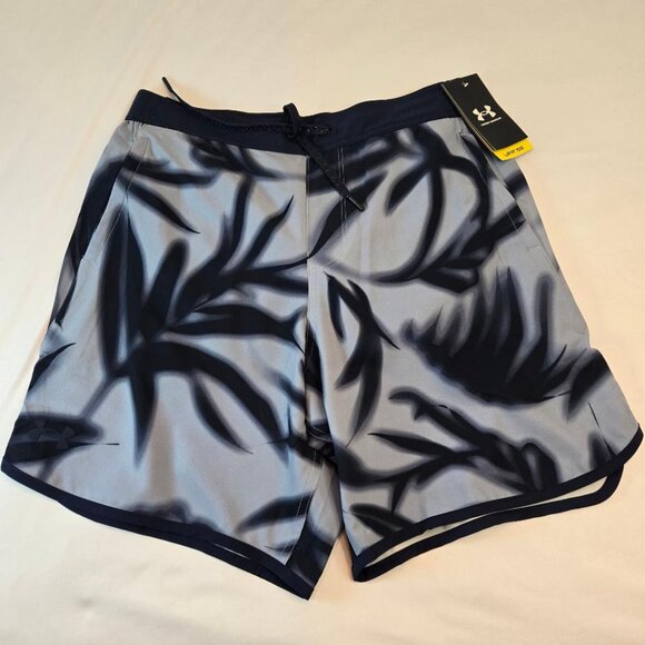 UNDER ARMOUR Men Swim Trunks, Shorts w/ Drawstring & Elastic Waistband Sz S Blue - Picture 2 of 14